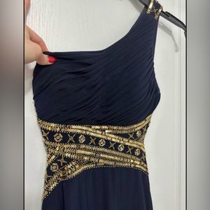 Navy Blue 1 shoulder prom dress